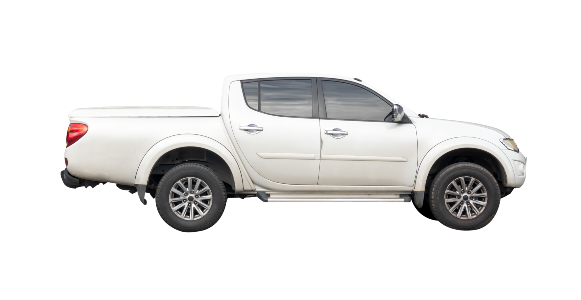 A white pickup truck isolated with clipping path in file format Side view pick up png