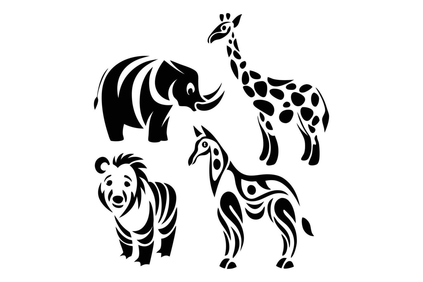 Geometric Animal Silhouettes Unique Wildlife Art vector