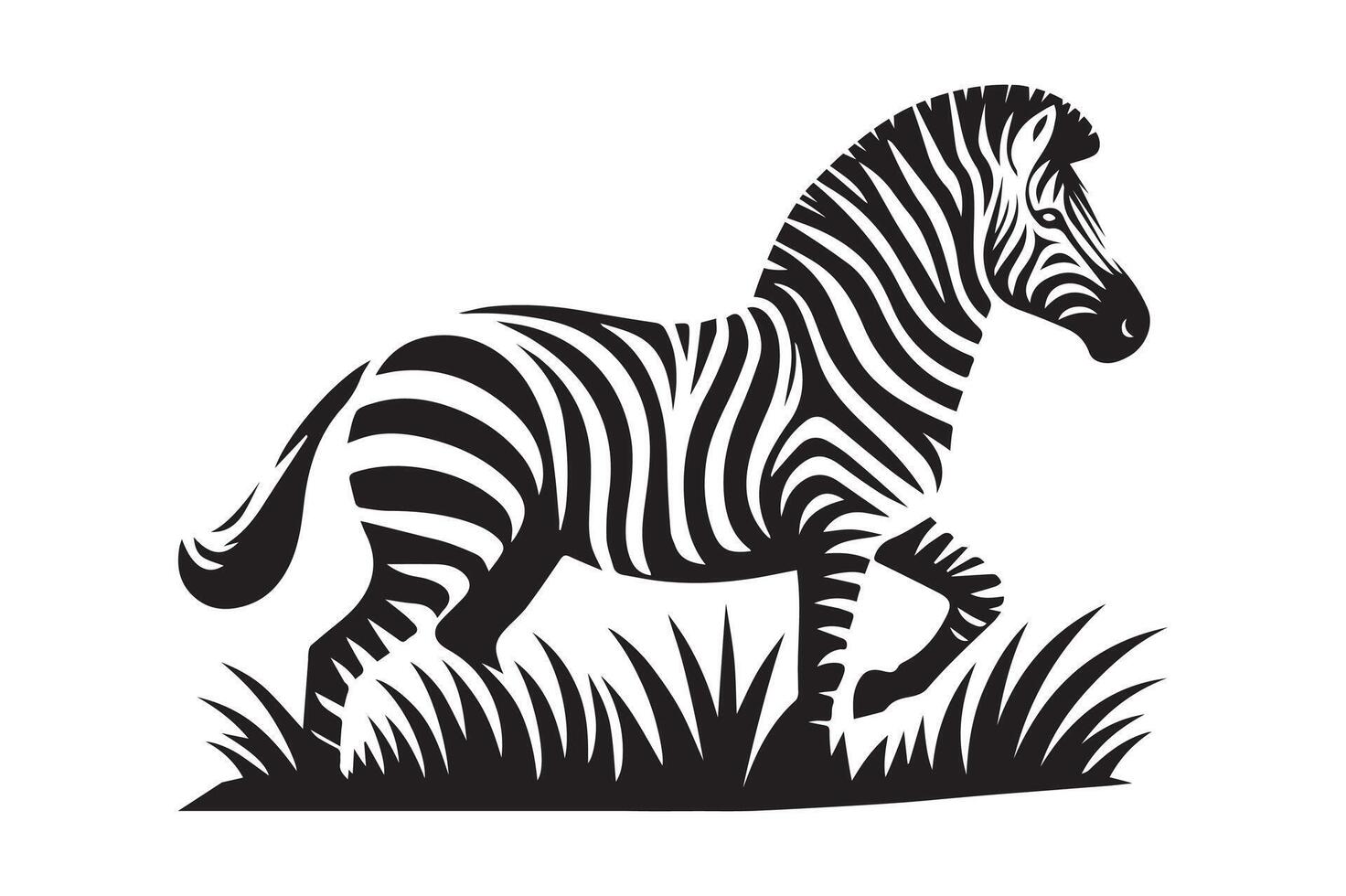 Zebra Illustration silhouette, simple art style vector