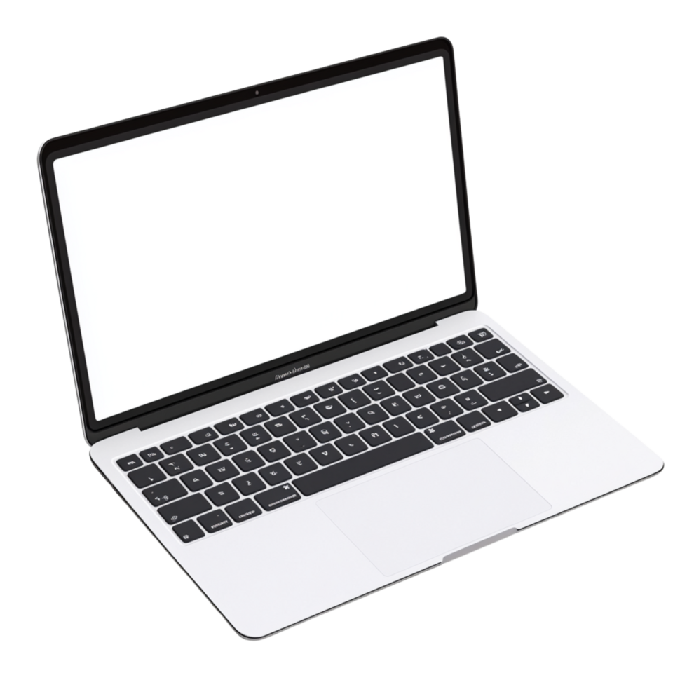 An open laptop with a blank screen png