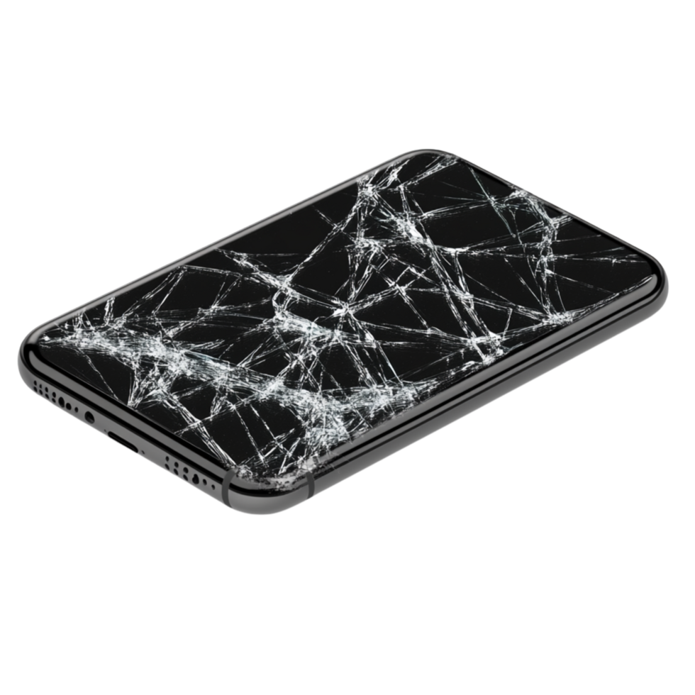A cracked with a black screen on it png