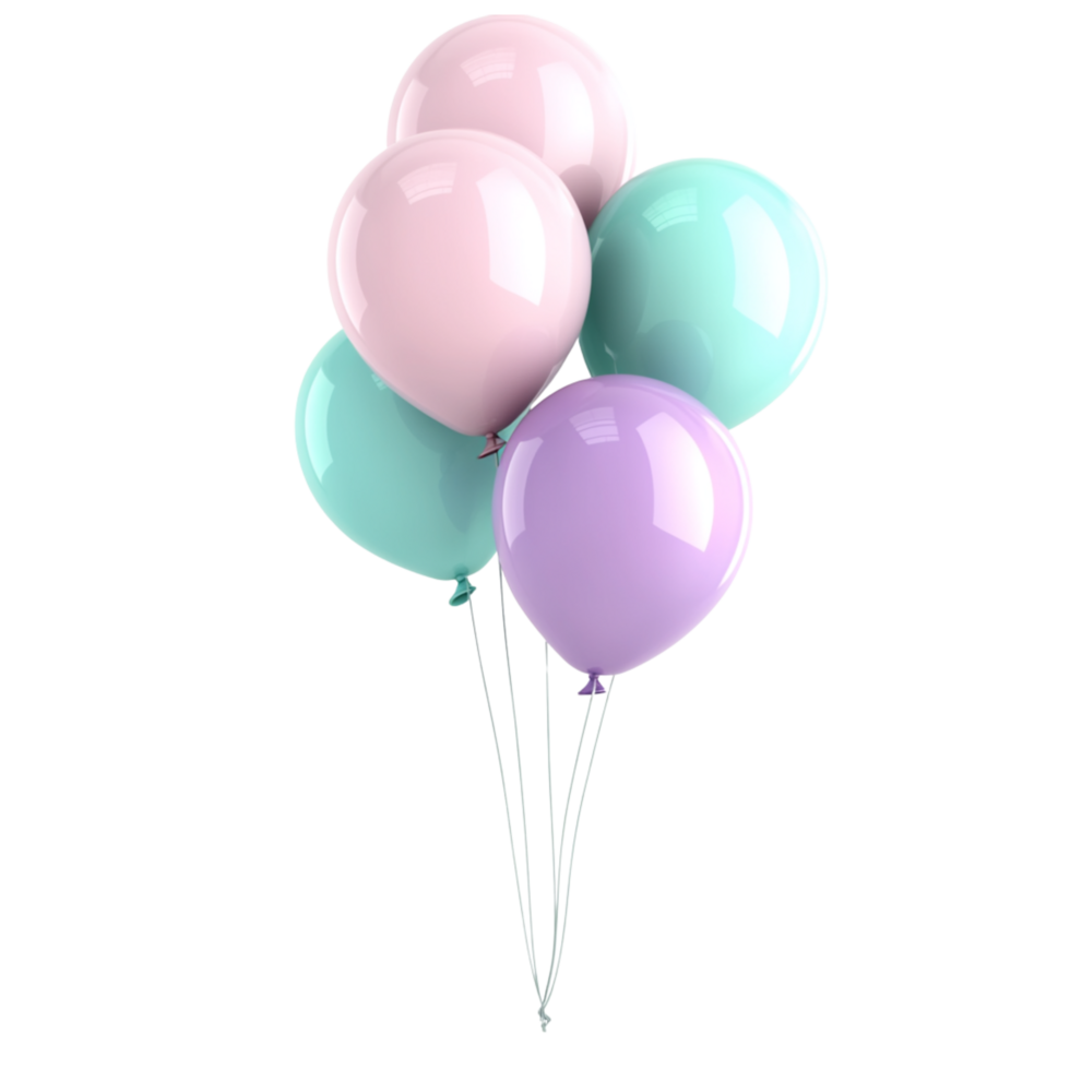 A bunch of balloons in pastel colors png