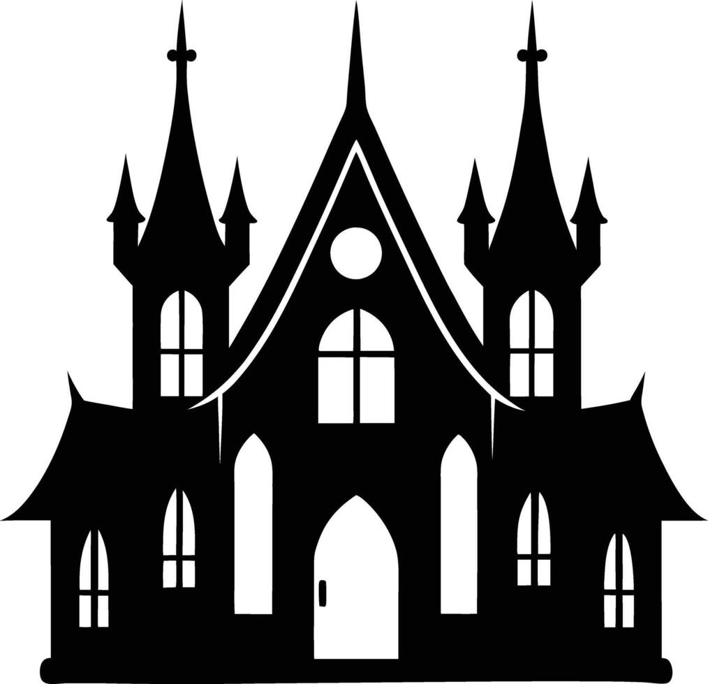 Gothic Tower House Silhouette Available on EPS File vector