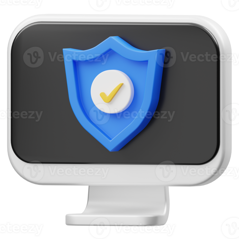 Computer Protection 3D illustration png