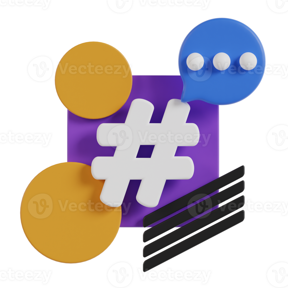 Hastag 3D illustration png