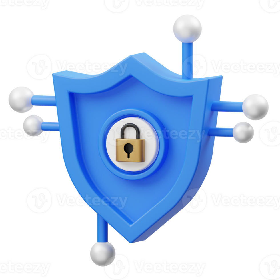 Secure Shield 3D illustration png