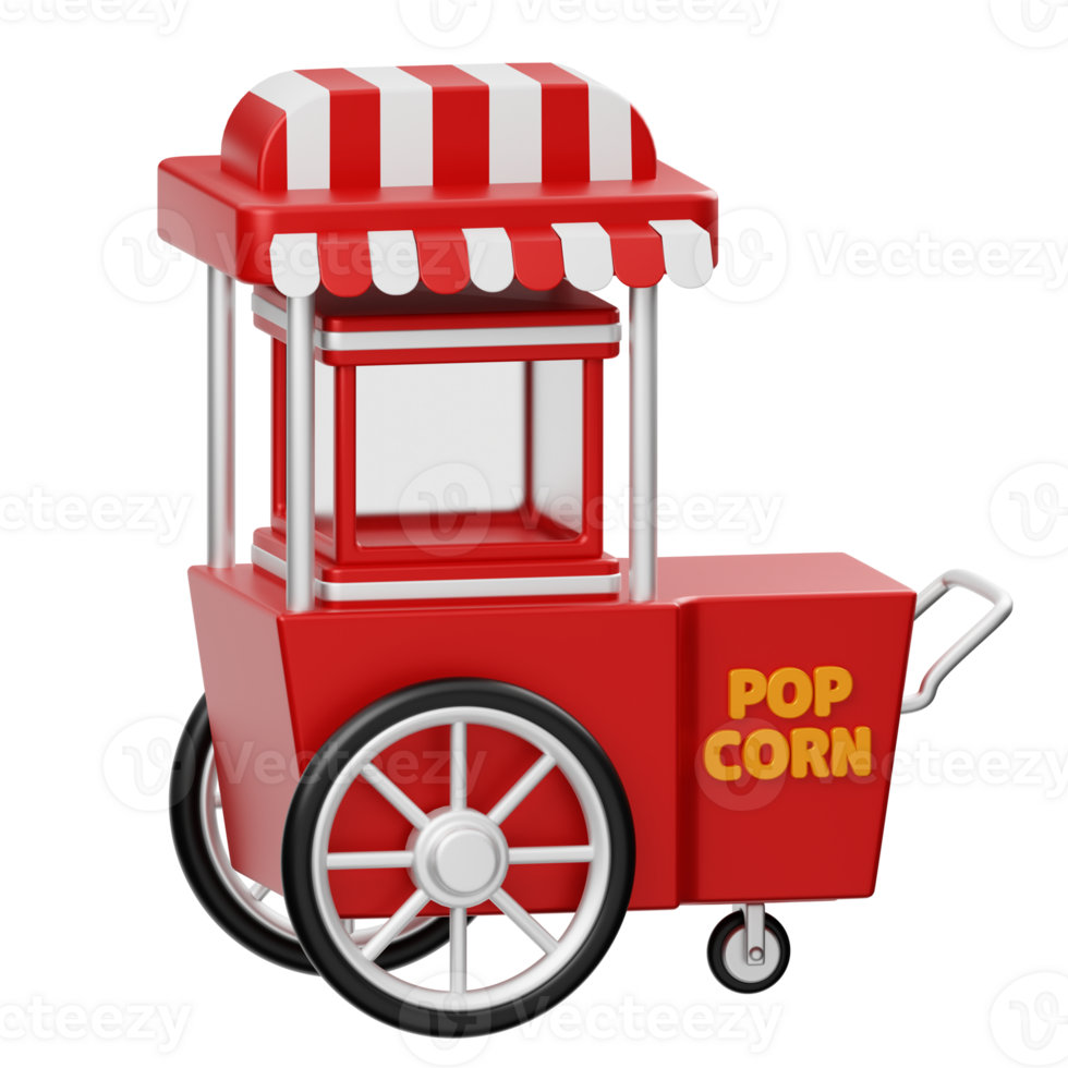 Popcorn Cart 3D illustration png