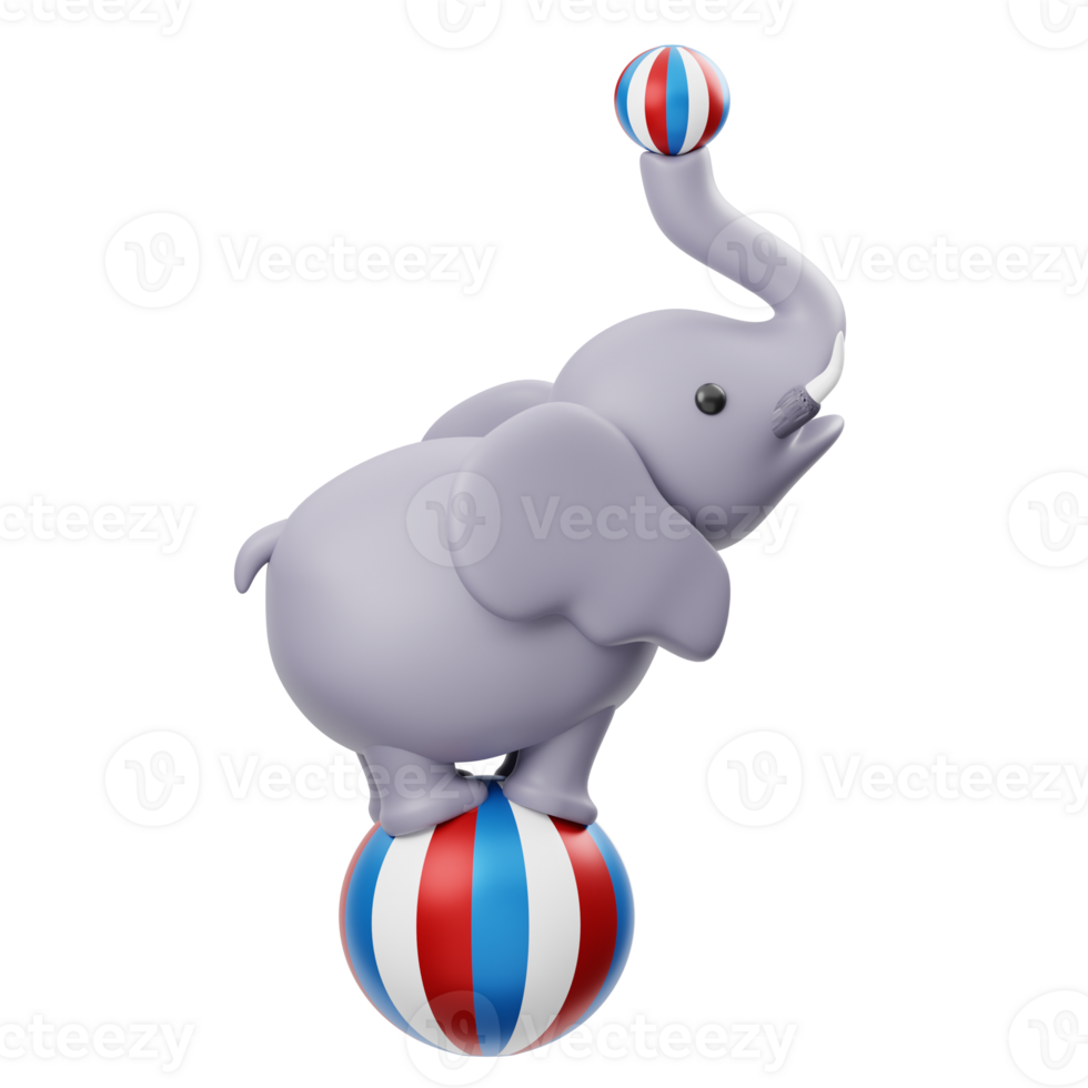 Elephant Playing With Ball Attraction 3D illustration png