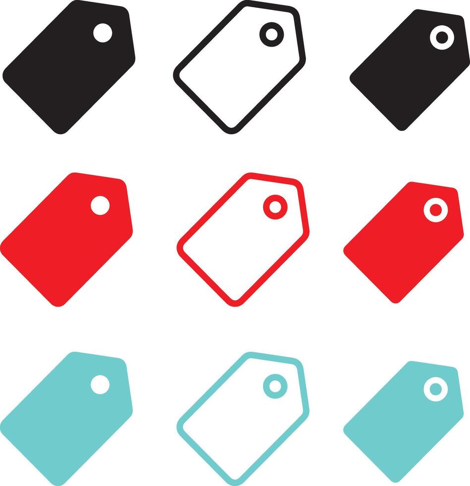 Blank empty label, price tag, sticker, button, stamp, coupon, ribbon, mark, icon set for shopping. Isolated on a transparent background. Simple flat design vector