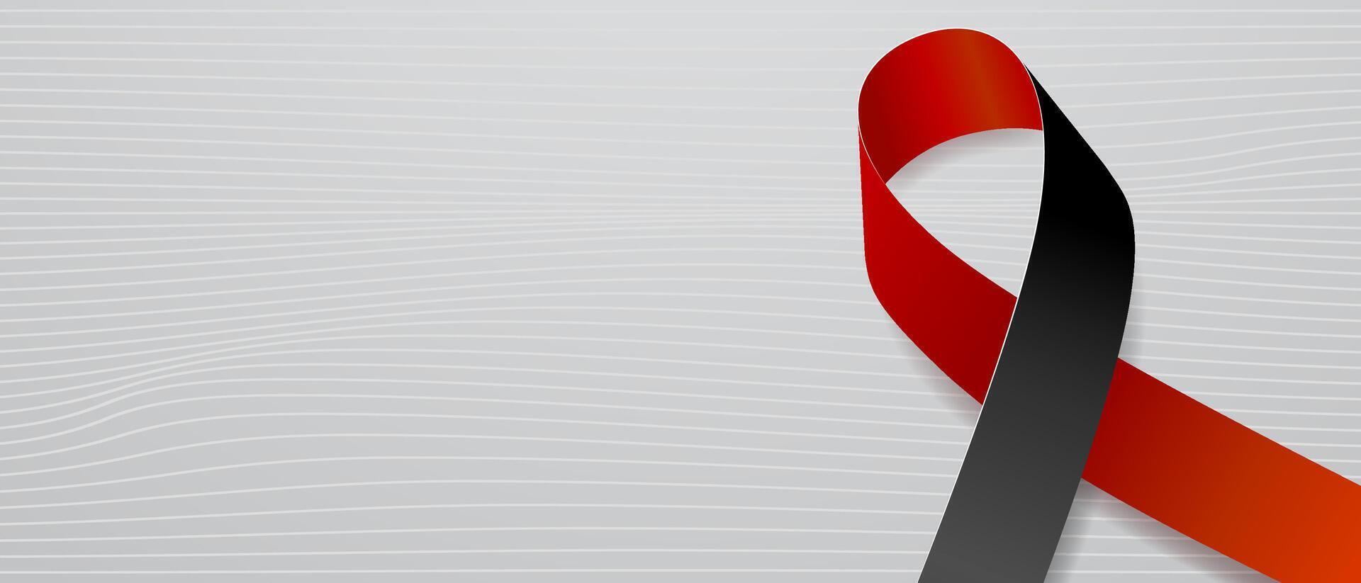 Red and black ribbon awareness Black Lives Matter, Murder Victims, Sepsis vector