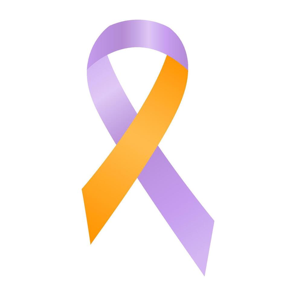 Lavender and orange ribbon awareness Eczema, Psoriasis, Psoriatic Arthritis vector