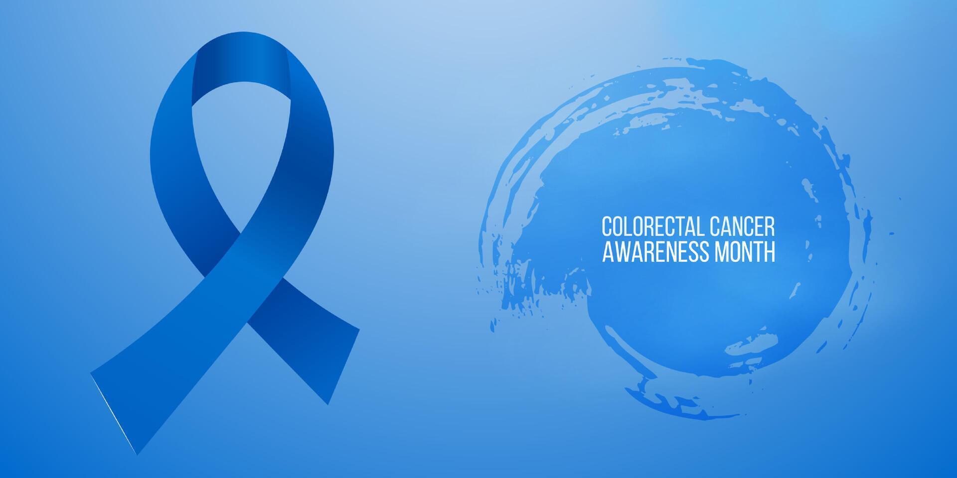 Colorectal Cancer Awareness Month concept. Template with blue ribbon vector