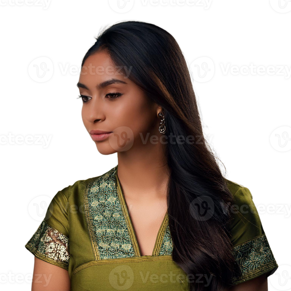 young woman dressed in green png