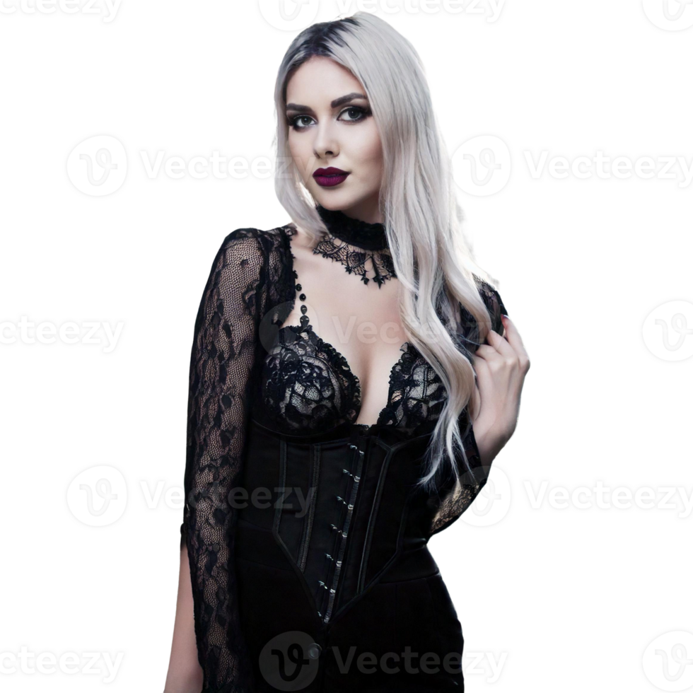 elegant goth woman black dress png