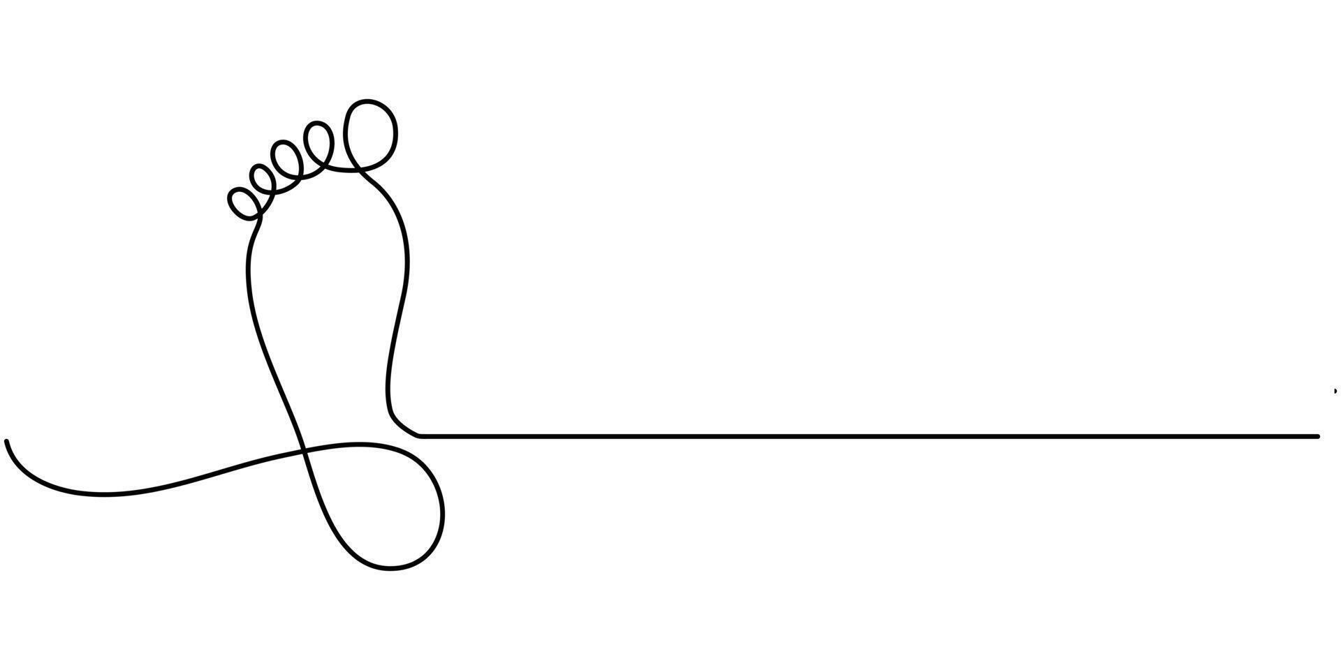 Foot sole continuous one line drawing of outline illustration of minimalist vector