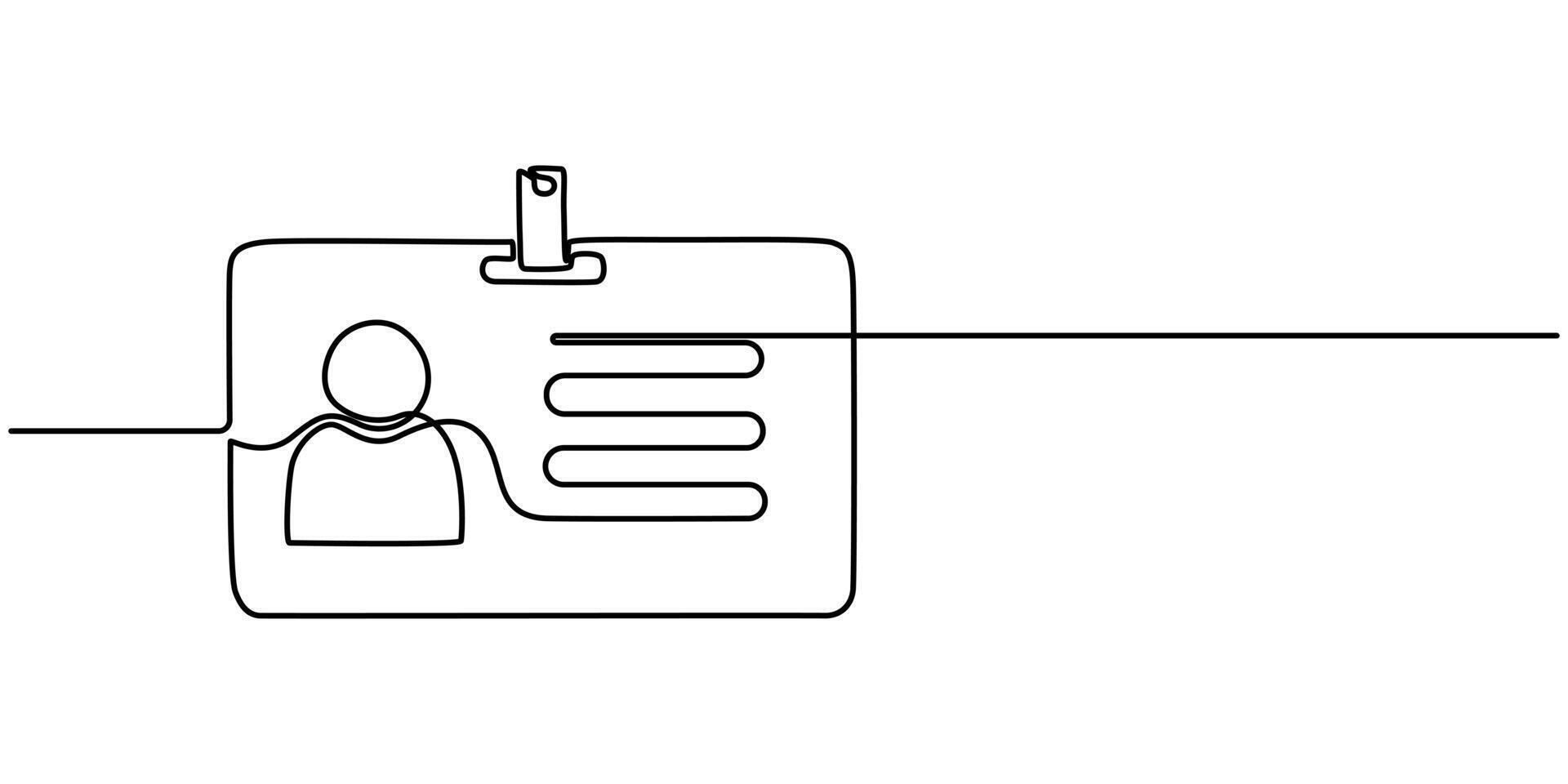 continuous one line drawing employee identification card illustration vector