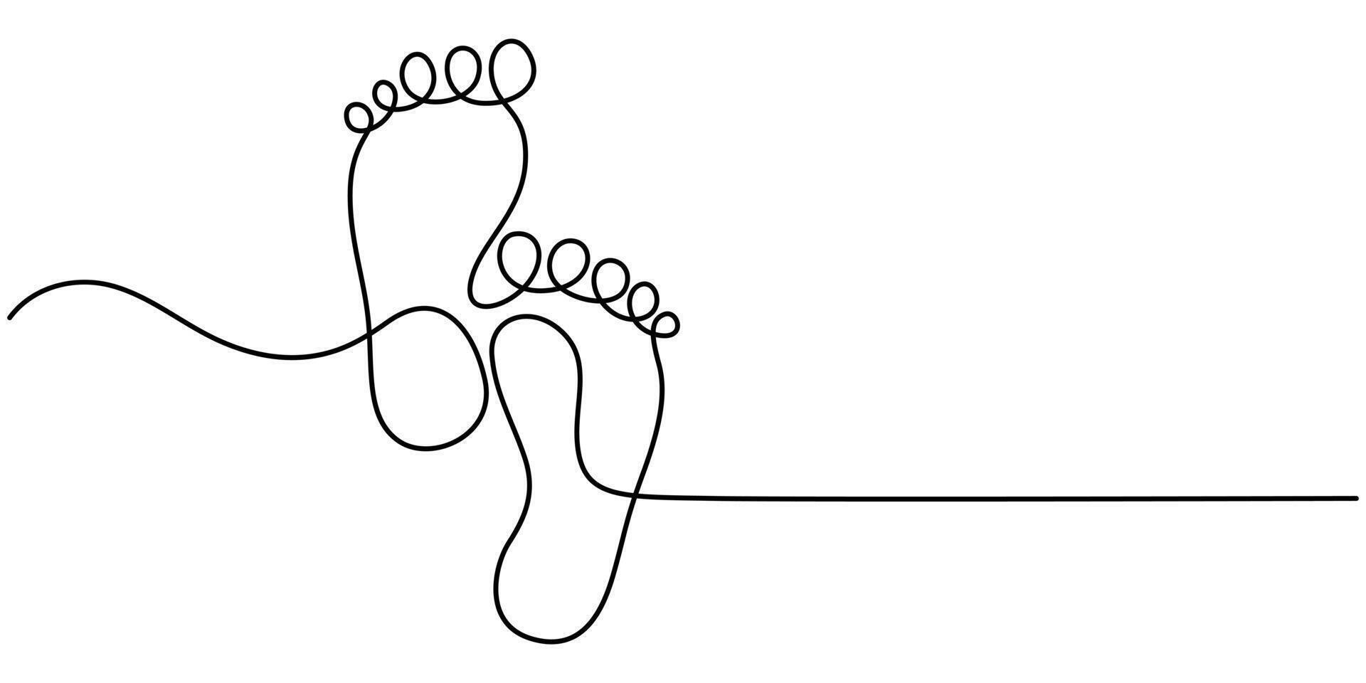Continuous one line drawing foot art illustration vector