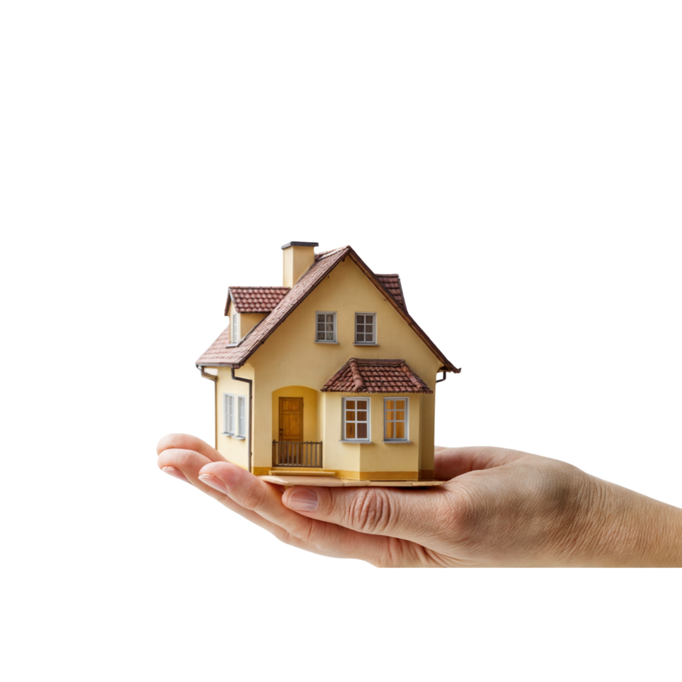 a hand holding a house on a transparent background png