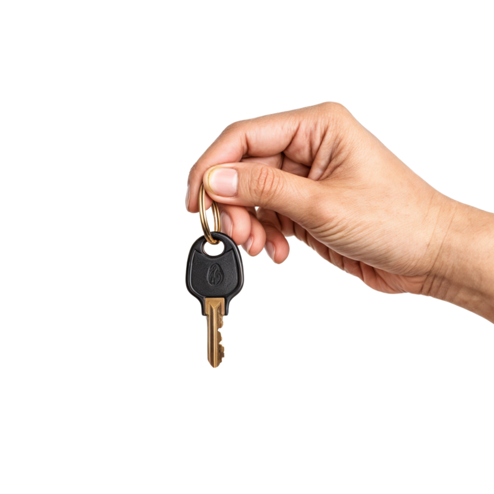 A person holding a key to a car png