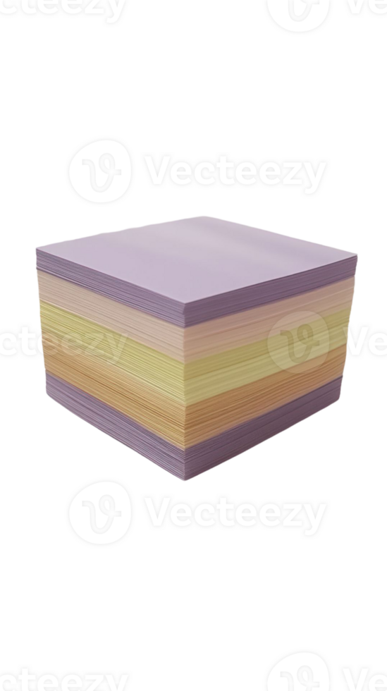 Pastel Rainbow Stacked Sticky Notes Cube Perfect for Organization and Note Taking png