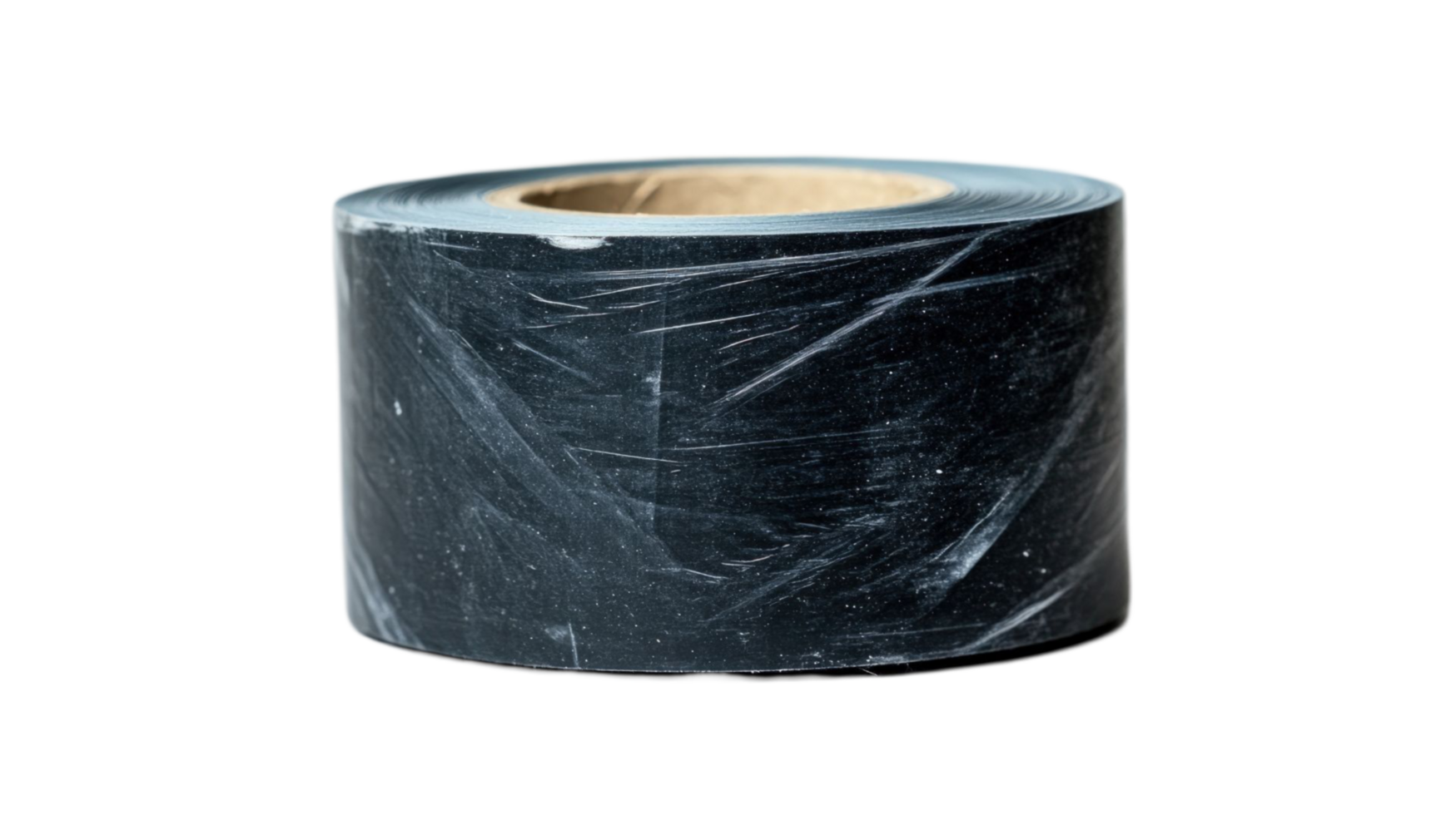 Closeup View of a Roll of Black Adhesive Tape with Scratches and Dust png
