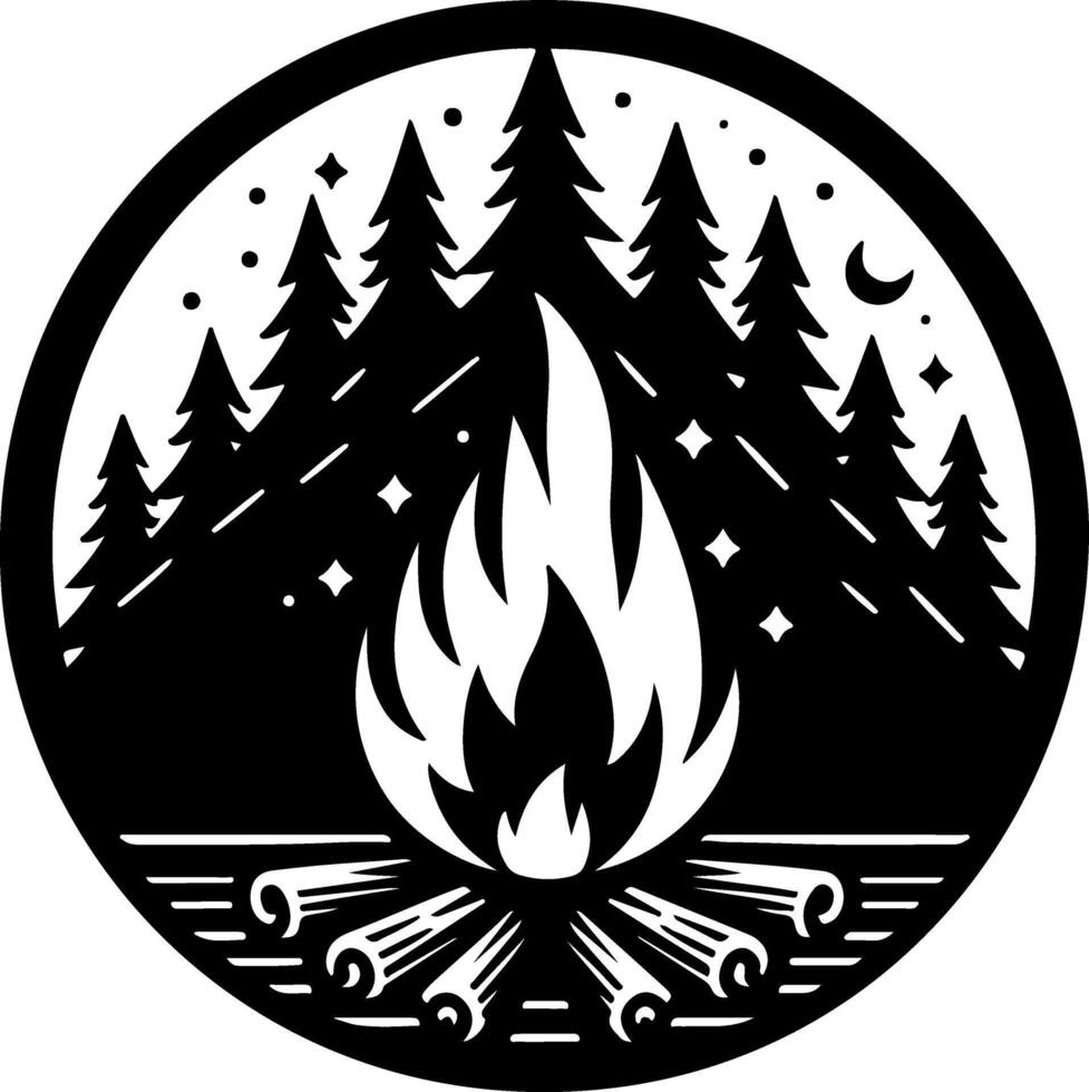 Pine Tree Campfire Adventure Illustration vector