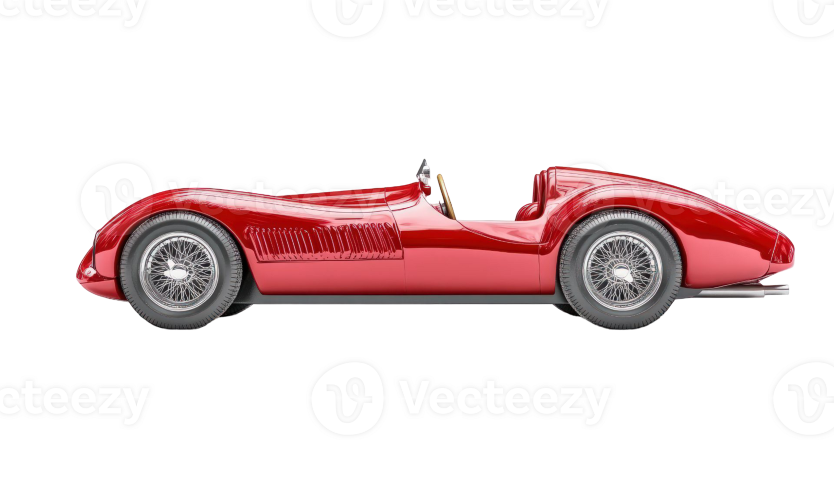 Classic Red Vintage Race Car Side Profile View png