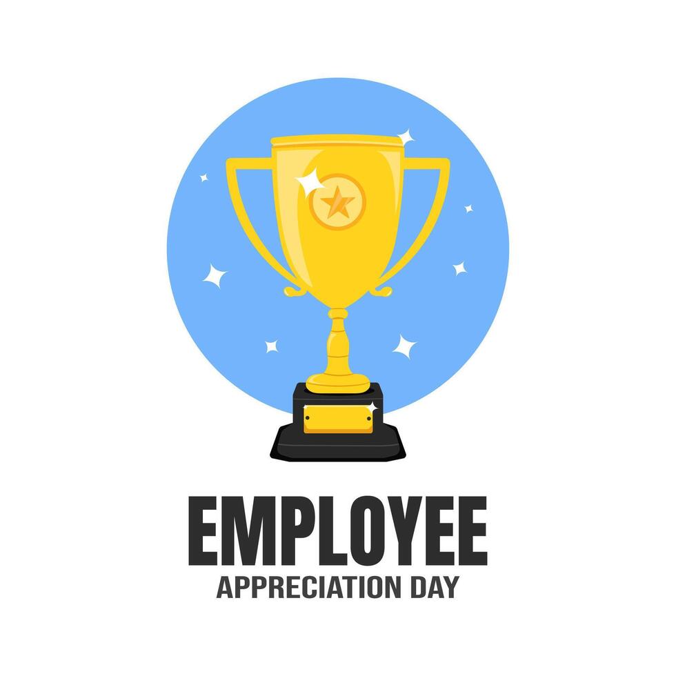 employee appreciation day with trophy icon and writing vector