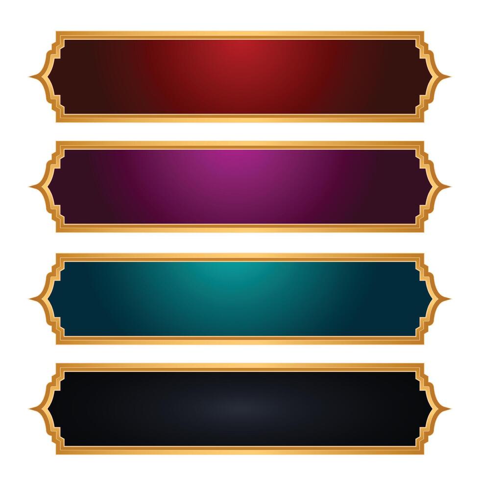 Luxury Golden Set Arabic Islamic Banner Title Frame Text Box Background vector