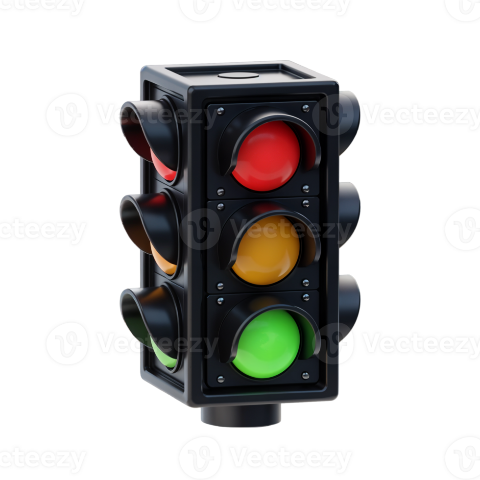 Traffic light signaling change in urban environment during day png