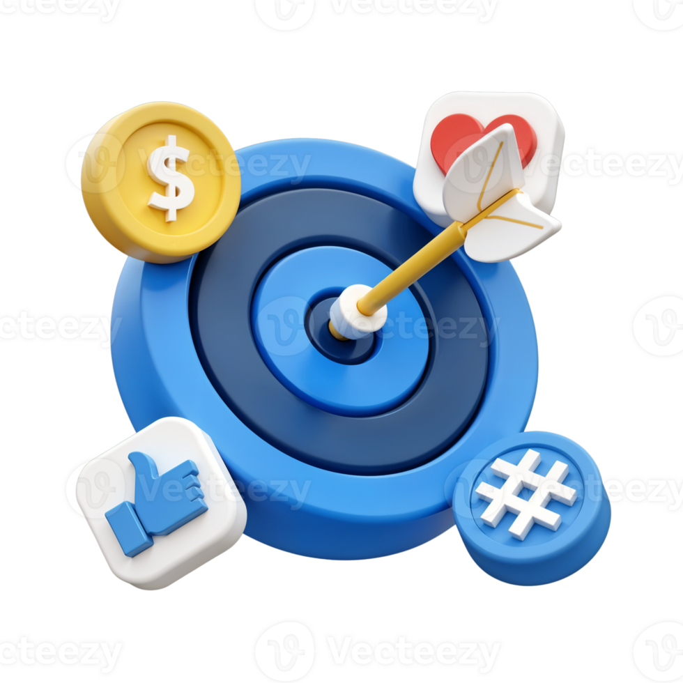 Targeting social media engagement with likes and currency symbols png