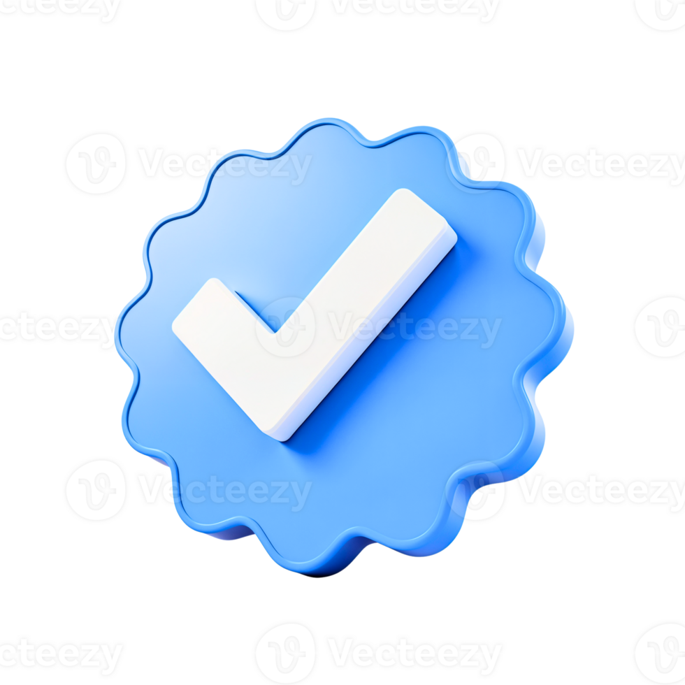 Symbol of verification displayed in a blue circular badge with a white checkmark png