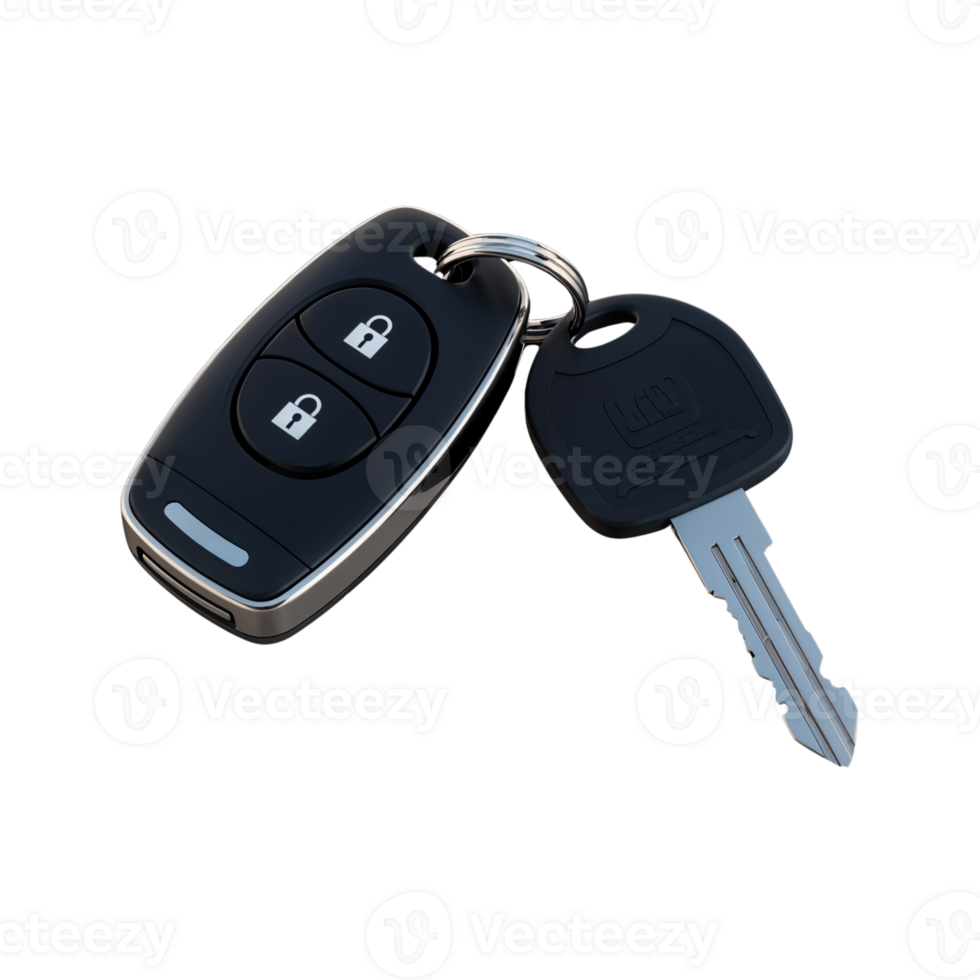 Key fob and traditional key on a keychain for easy access png