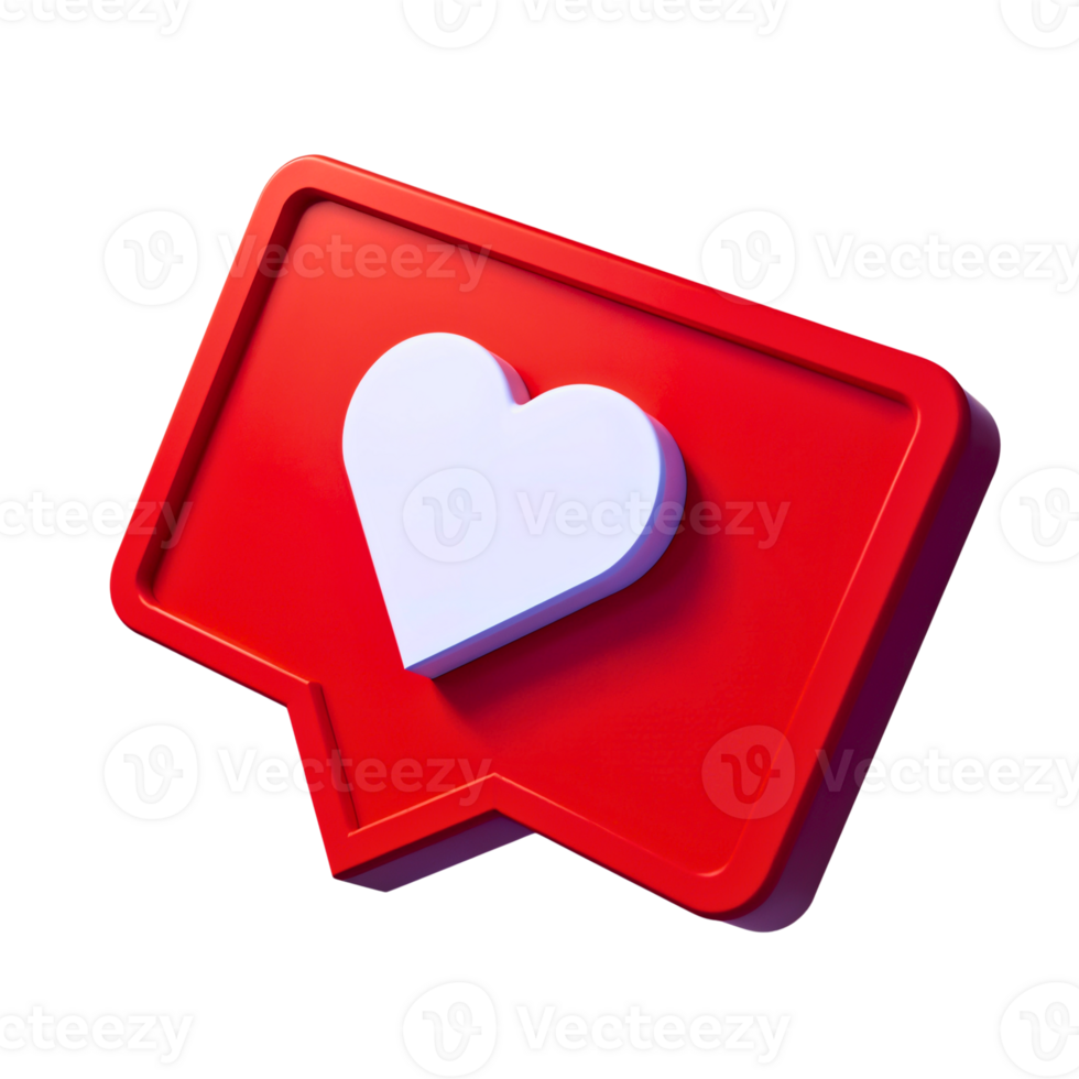Bright red notification icon with a white heart representing social media engagement png
