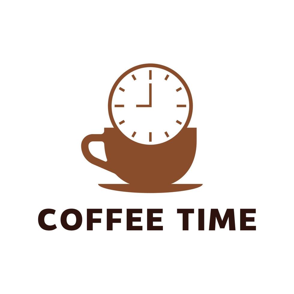 Coffee time logo with a cup and clock vector