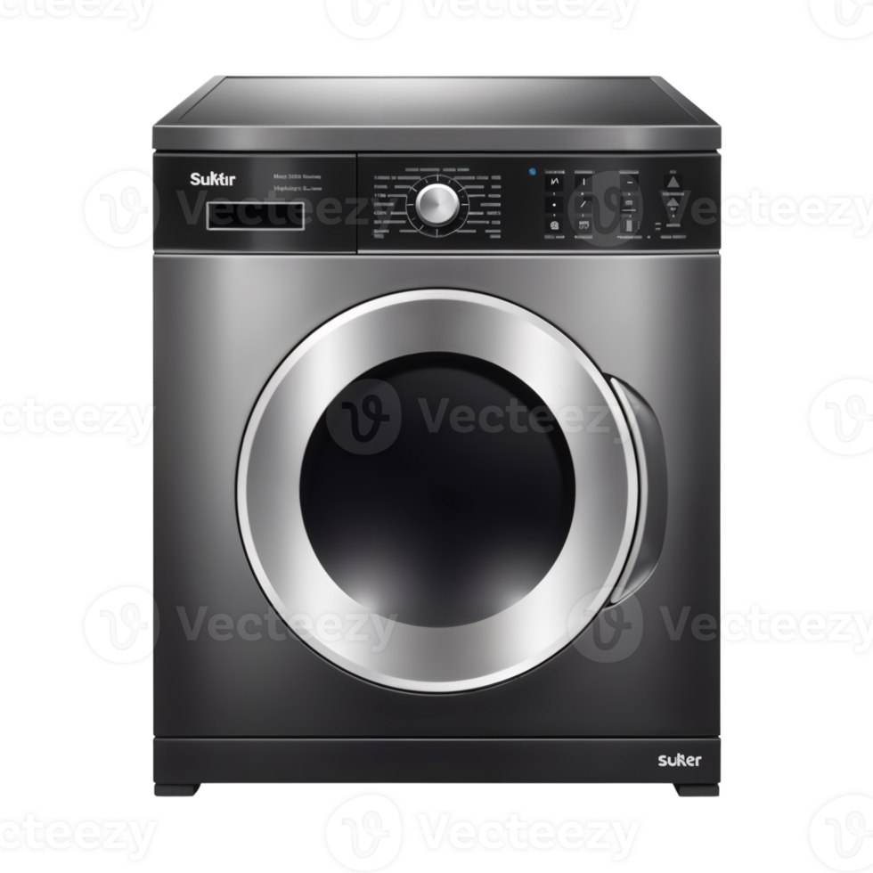 Modern washing machine with sleek design and advanced features in a home laundry room setting png