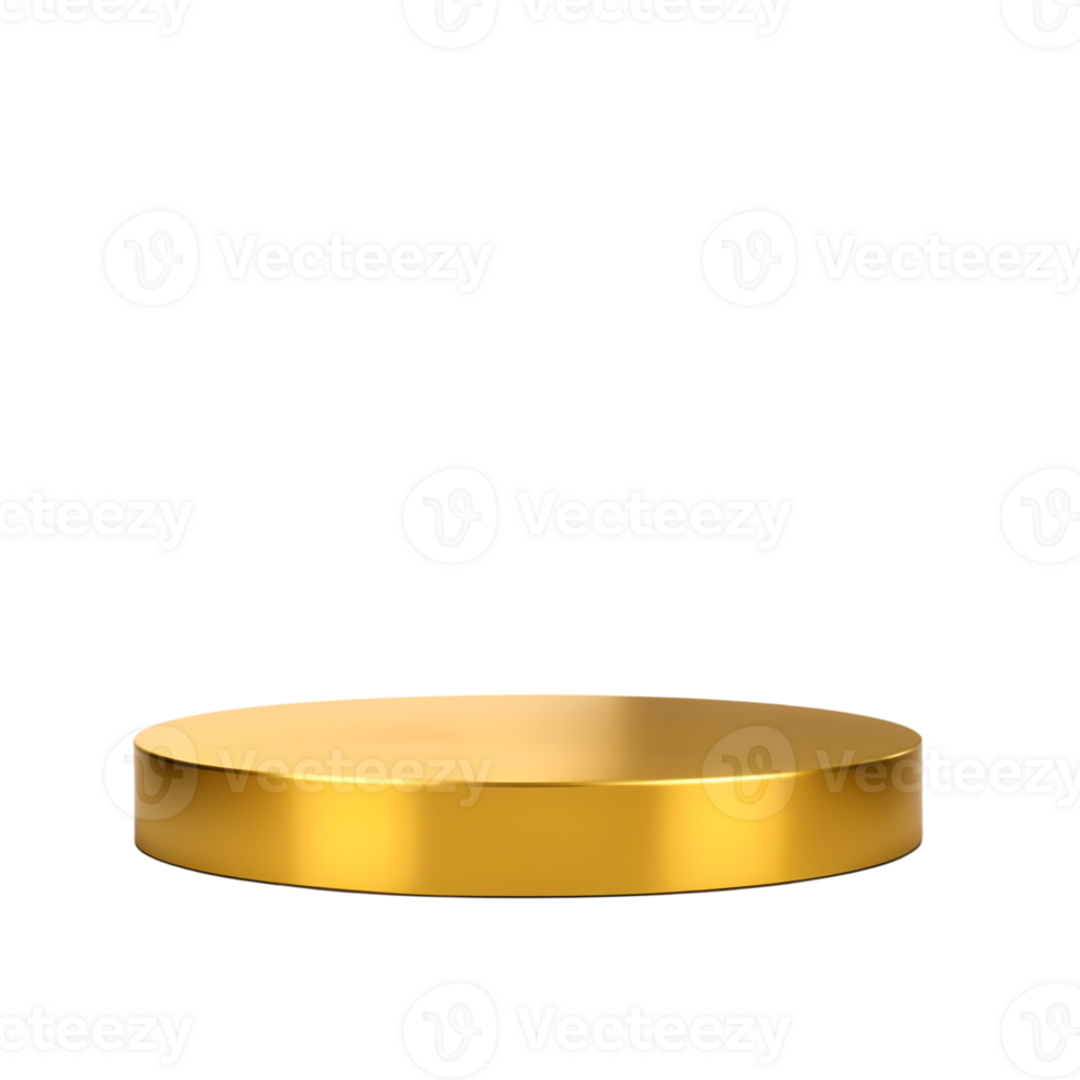 Display stand for showcasing products or awards with a golden finish png
