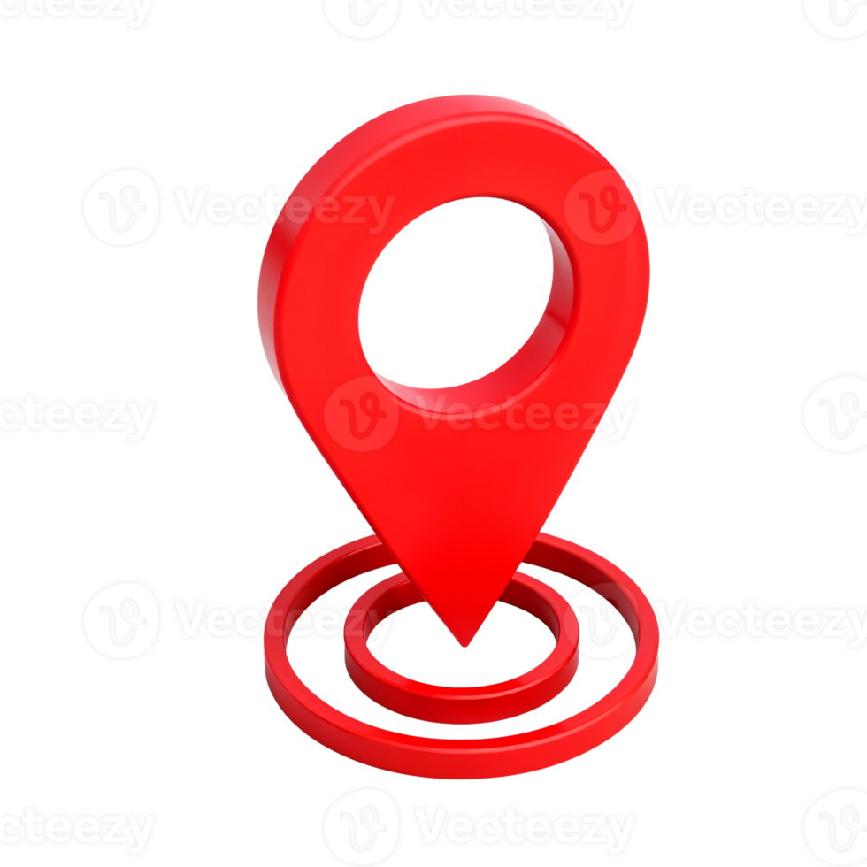 Red location pin graphic representing navigation and mapping concepts png