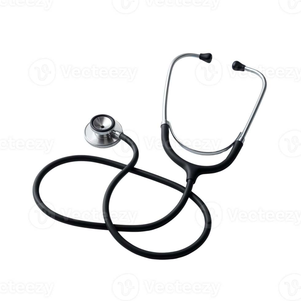 Stethoscope resting on a flat surface ready for medical examination png