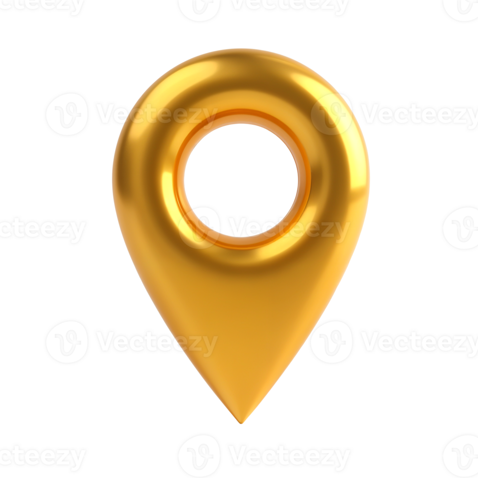 Bright golden location pin symbol representing a point of interest png