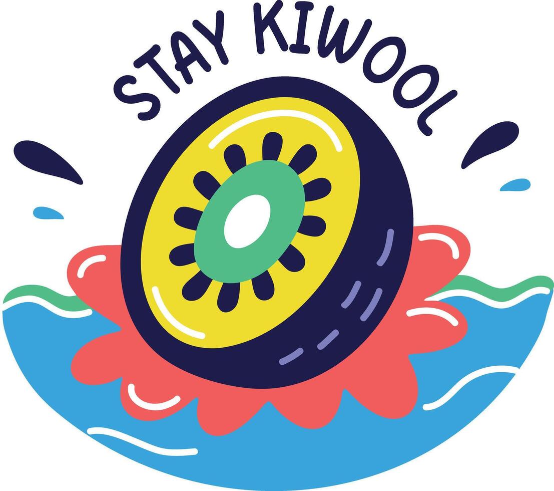 Kiwi fruit sticker in flat style vector