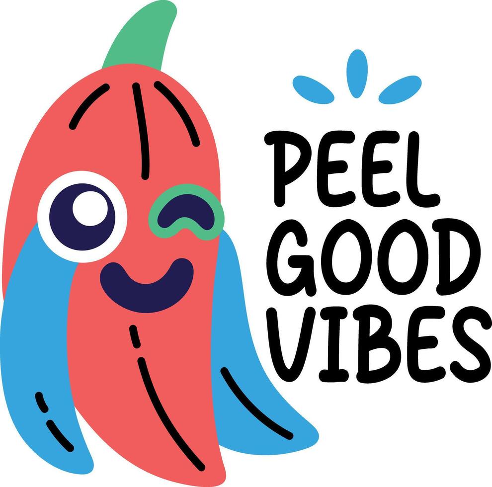 Peel good vibes typography sticker in cartoon style vector