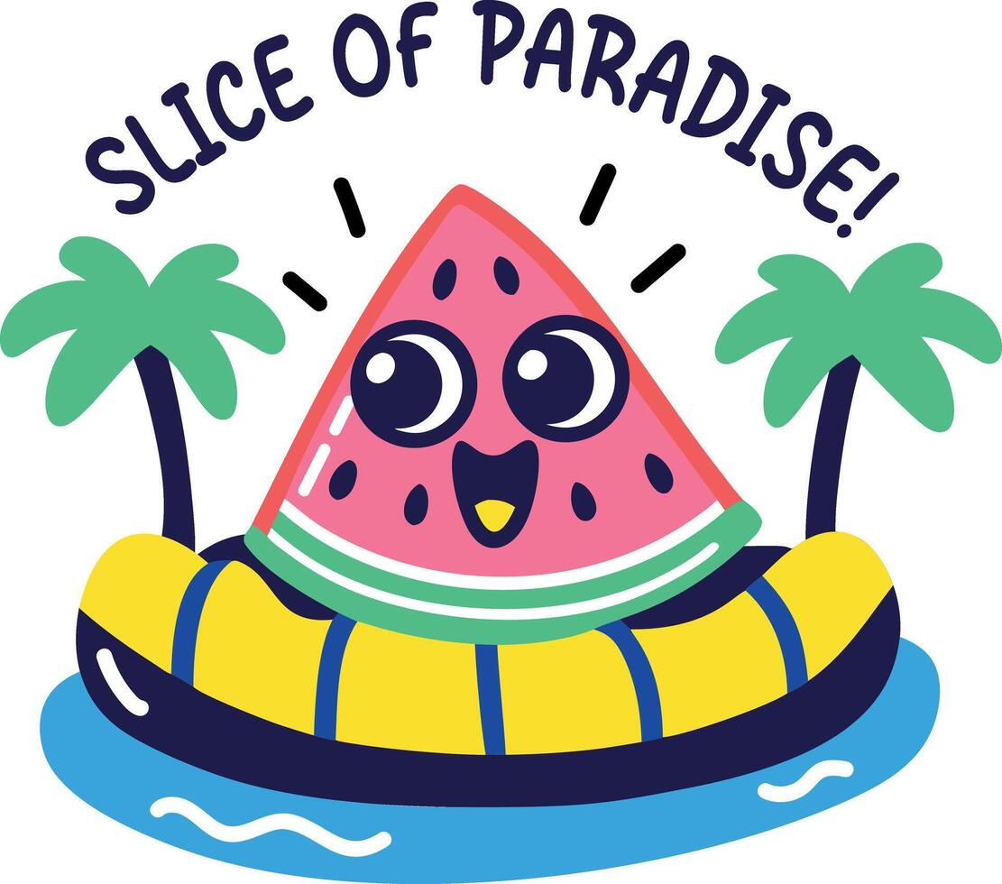 A cartoon style sticker of melon slice vector