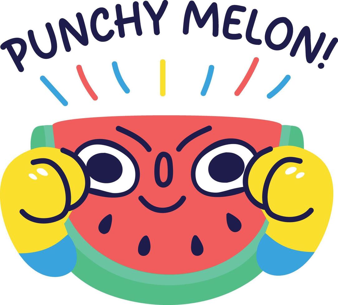 Punchy melon sticker in comic style vector