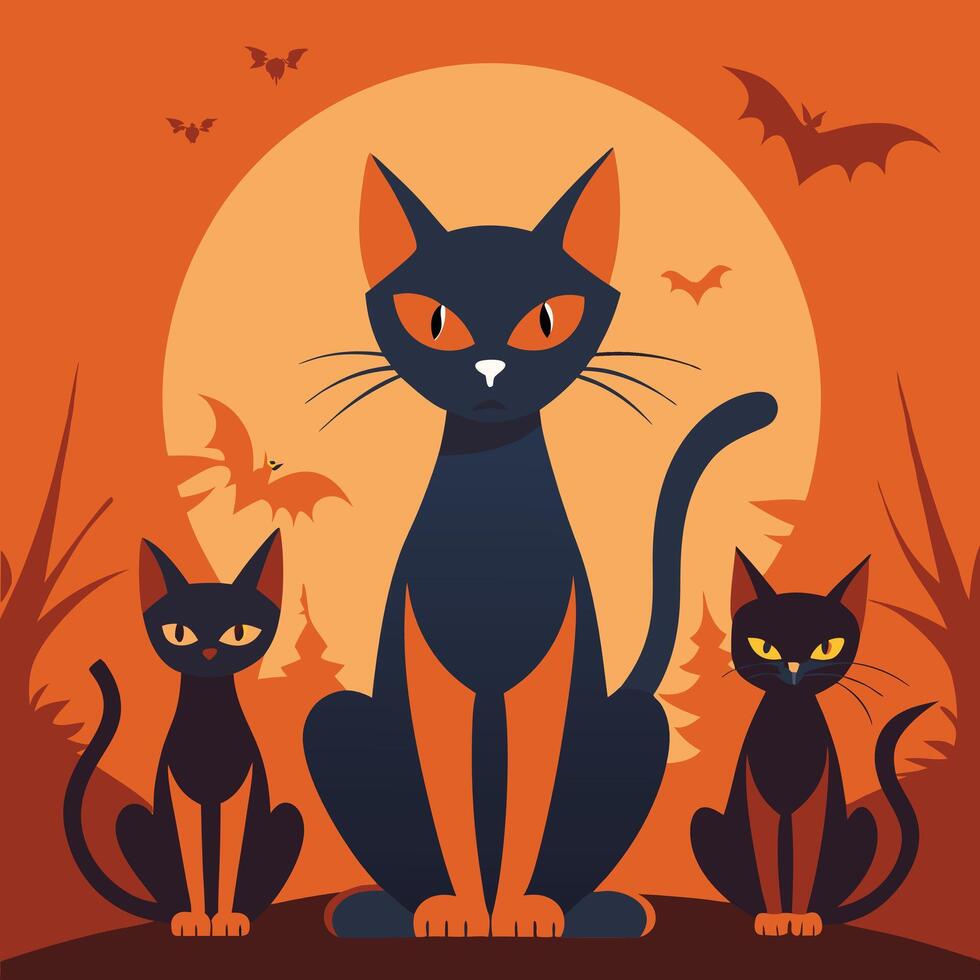 Set of black cats looking out of the corner. Collection of cat faces that spy on you. Playing pets. Tattoo. vector