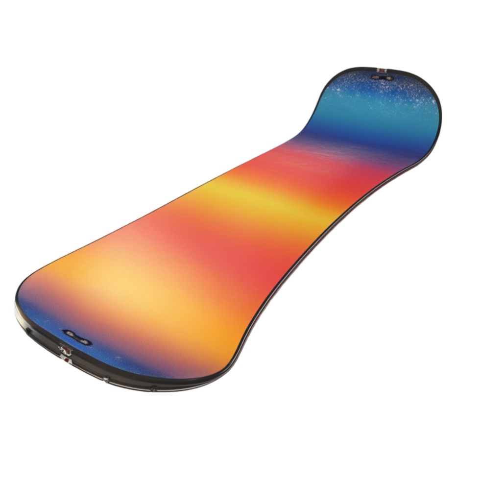 a snowboard with a colorful design png