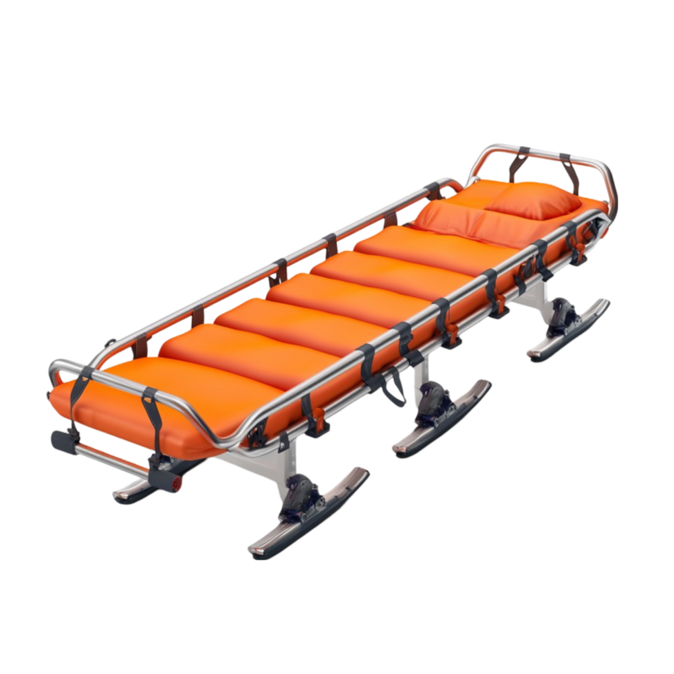 Orange Stretcher with Black Frame for Emergency Rescue png