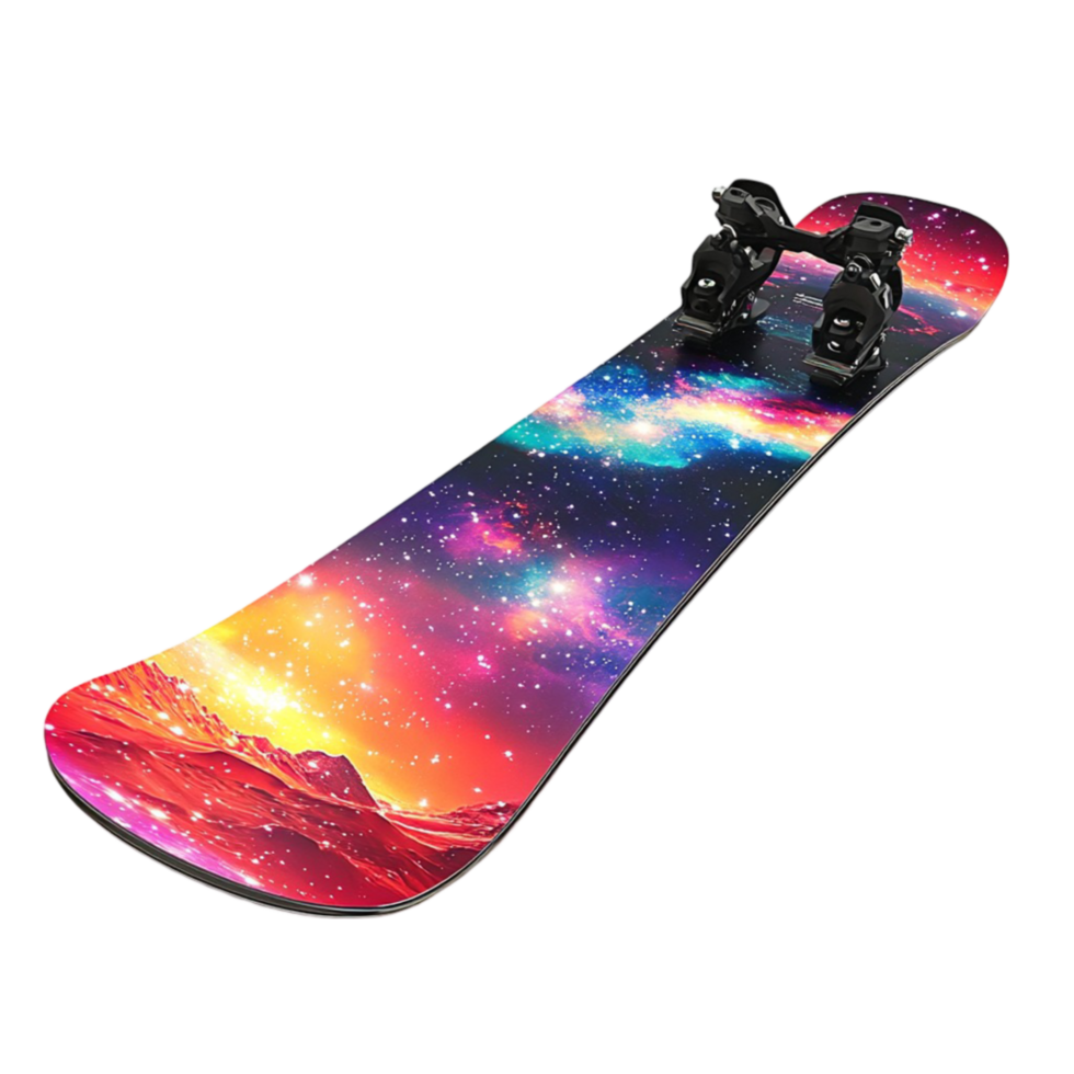 snowboard with colorful galaxy design on it png