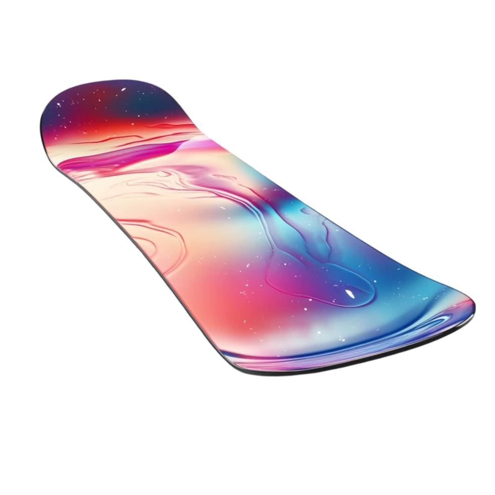 a snowboard with a colorful design on it png
