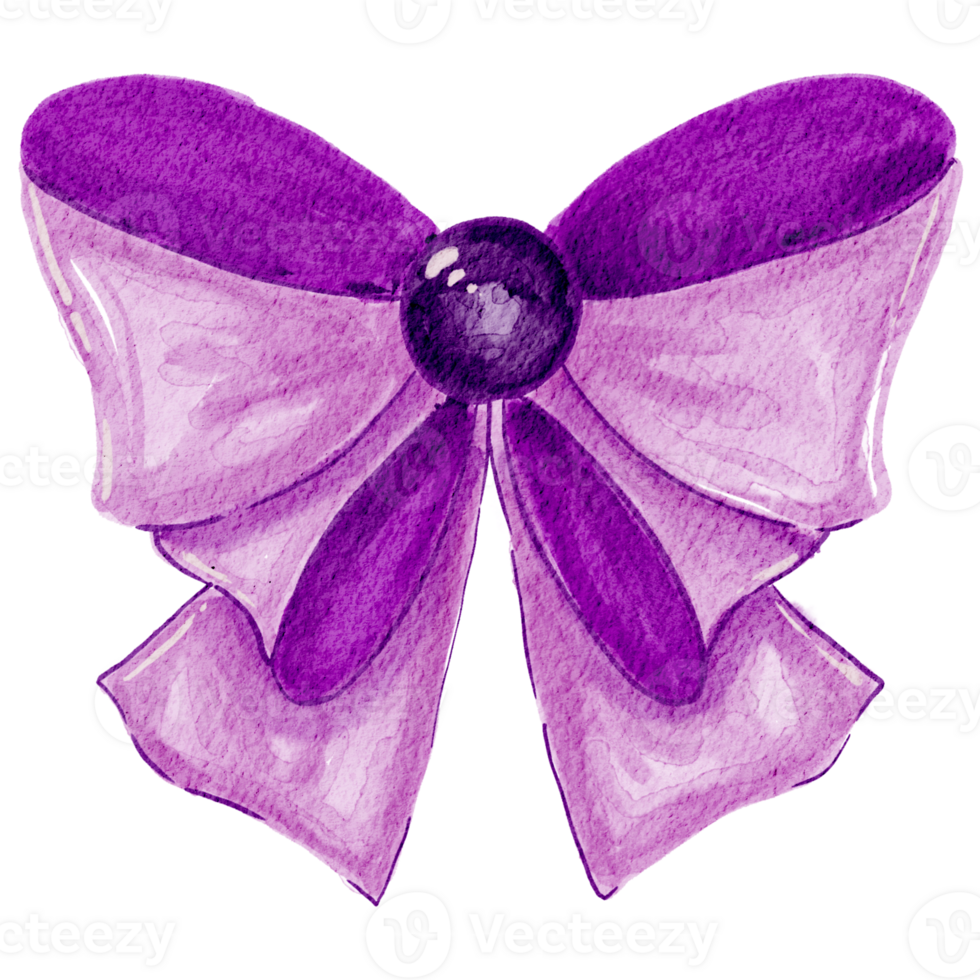 Purple ribbon with watercolor technique png